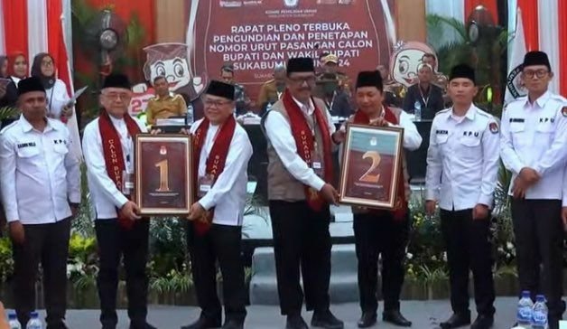 Tok. KPU Kabupaten Sukabumi Tetapkan Nomor Urut Paslon Pilbup Sukabumi