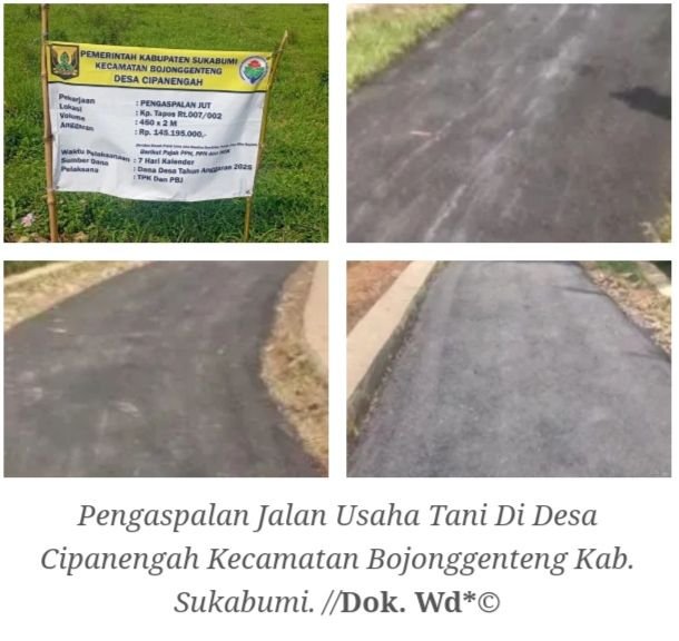 Dukung Tingkatkan Produktivitas Pertanian, Pemdes Cipanengah Bangun Jalan Usaha Tani